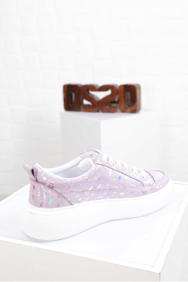 Hakiki Deri Mor Kadın Sneaker Ayakkabı 212220101
