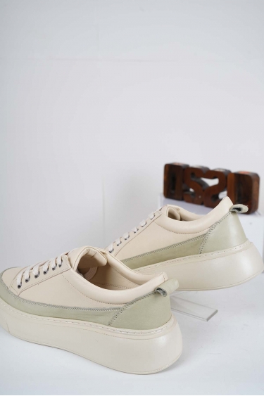 Hakiki Deri Avokado-Bej Kadın Sneaker Ayakkabı 212220101