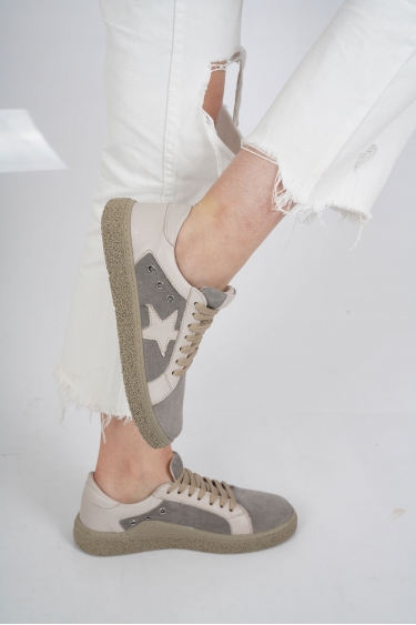 Hakiki Deri Gri Süet-Gri Kadın Spor Ayakkabı 222220103