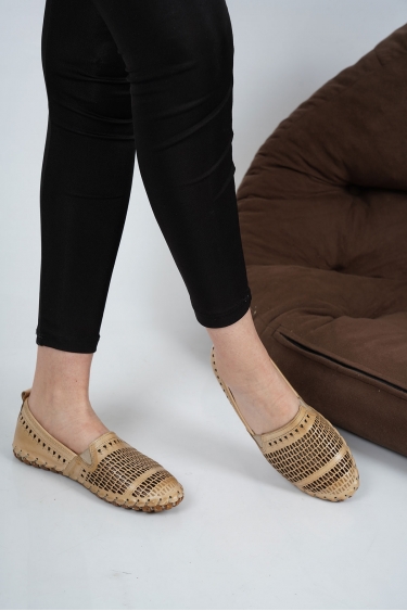 Hakiki Deri Bej Kadın Comfort Ayakkabı 231220105