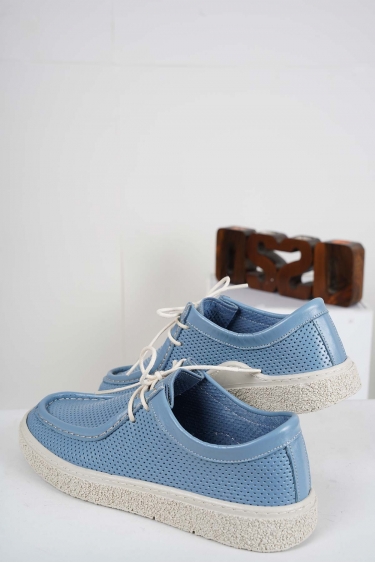 Hakiki Deri Kot Mavi Kadın Casual Ayakkabı 231220107