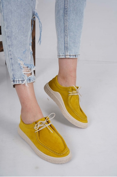 Hakiki Deri Sarı Süet Kadın Casual Ayakkabı 231220108
