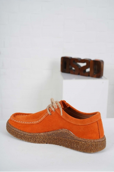 Hakiki Deri Turuncu Süet Kadın Casual Ayakkabı 231220108