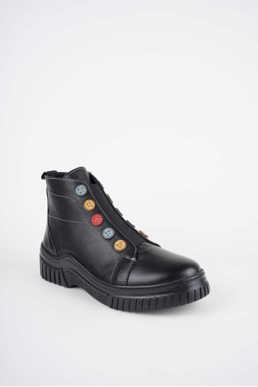 Hakiki Deri Siyah Kadın Casual Bot 242220203