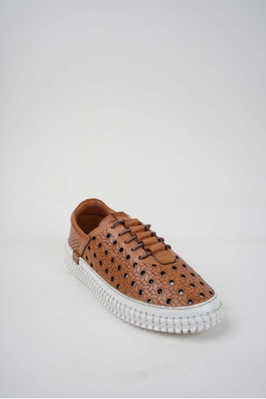 Hakiki Deri Beyaz-Taba Kadın Comfort Ayakkabı 251220101