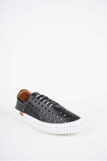 Hakiki Deri Beyaz-Siyah Kadın Comfort Ayakkabı 251220101