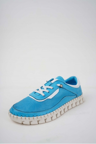 Hakiki Deri Turkuaz-Beyaz Kadın Comfort Ayakkabı 251220112