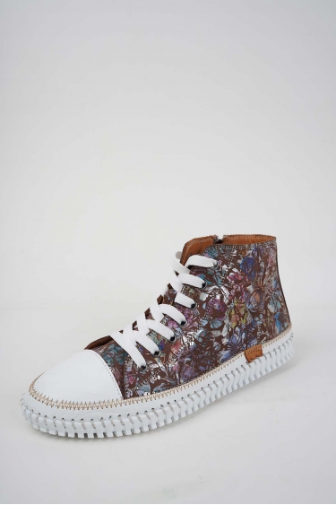 Hakiki Deri Beyaz-Taba Çiçek Kadın Comfort Bot 251220201