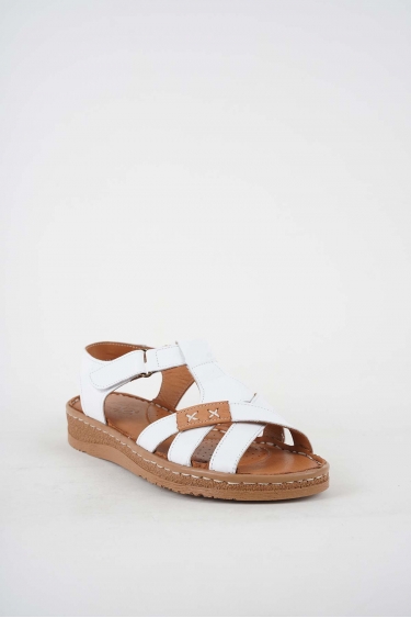 Hakiki Deri Beyaz-Taba Kadın Comfort Sandalet 251220503