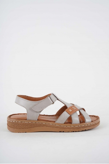 Hakiki Deri Açık Vizon-Taba Kadın Comfort Sandalet 251220503
