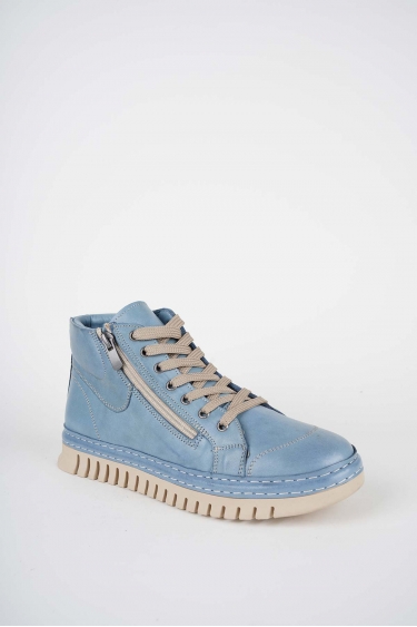 Hakiki Deri Kot Mavi Kadın Casual Bot 252220203