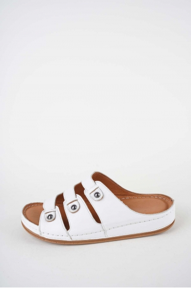 Hakiki Deri Beyaz Kadın Comfort Terlik 261220601