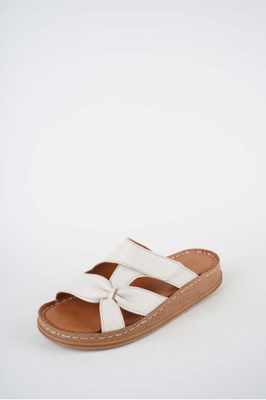 Hakiki Deri Bej Kadın Comfort Terlik 261220602