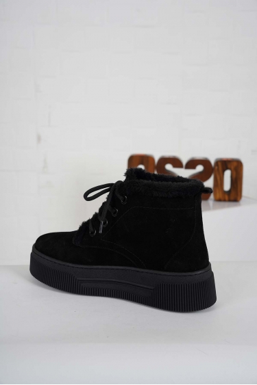 Hakiki Deri Siyah Süet Kadın Sneaker Bot 232225203