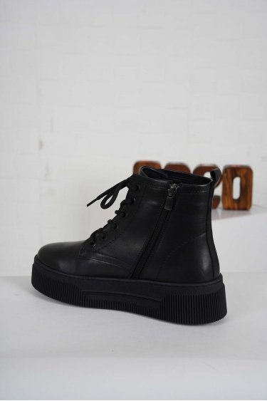 Hakiki Deri Siyah Kadın Sneaker Bot 232225205