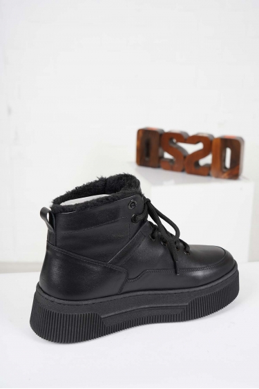 Hakiki Deri Siyah Kadın Sneaker Bot 232225208