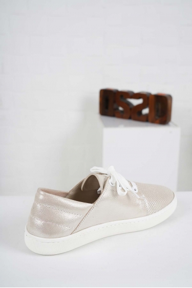 Hakiki Deri Bej Saten Kadın Casual Ayakkabı 241225101
