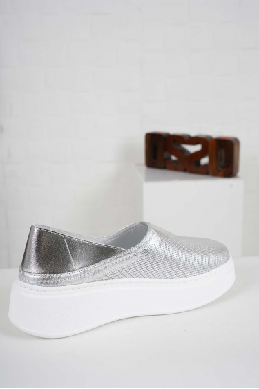 Hakiki Deri Gümüş Kadın Casual Ayakkabı 241225103