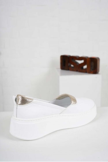 Hakiki Deri Beyaz-Altın Kadın Casual Ayakkabı 241225104