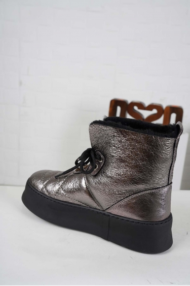 Hakiki Deri Kürklü Çelik Kadın Kısa Bot 242225208