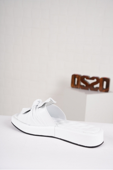 Hakiki Deri Beyaz Kadın Düz Terlik 221229602