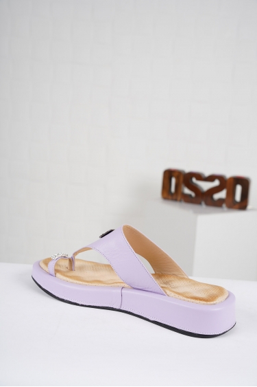 Hakiki Deri Lila Kadın Parmak Arası Terlik 221229603