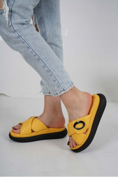 Hakiki Deri Sarı Kadın Komfort Terlik 231229605