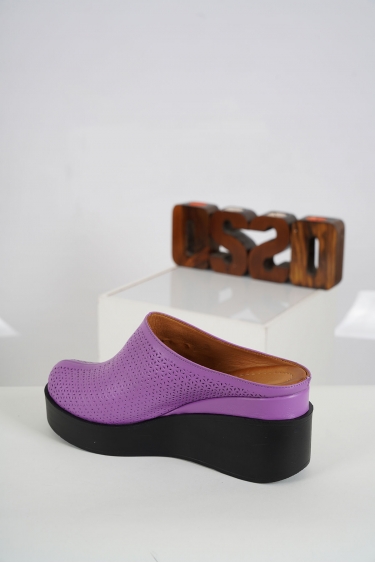 Hakiki Deri Mor Kadın Dolgu Topuklu Sabo 231229702