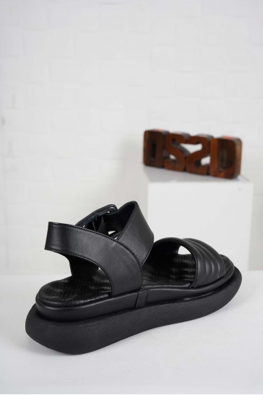 Hakiki Deri Siyah Kadın Spor Sandalet 241229506