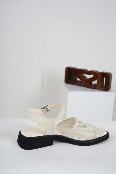 Hakiki Deri Bej Kadın Topuklu Sandalet 241229518