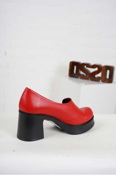 Hakiki Deri Kırmızı Kadın Topuklu Ayakkabı 242229101