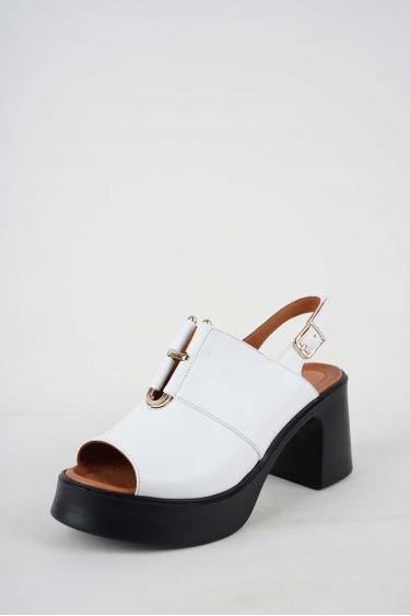 Hakiki Deri Beyaz Kadın Topuklu Sandalet 251229500