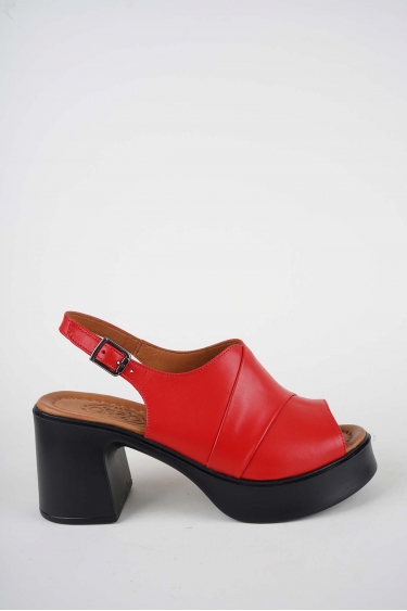 Hakiki Deri Kırmızı Kadın Topuklu Sandalet 251229501