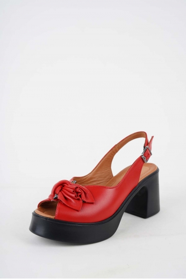 Hakiki Deri Kırmızı Kadın Topuklu Sandalet 251229502