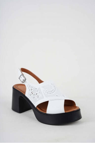 Hakiki Deri Beyaz Kadın Topuklu Sandalet 251229504