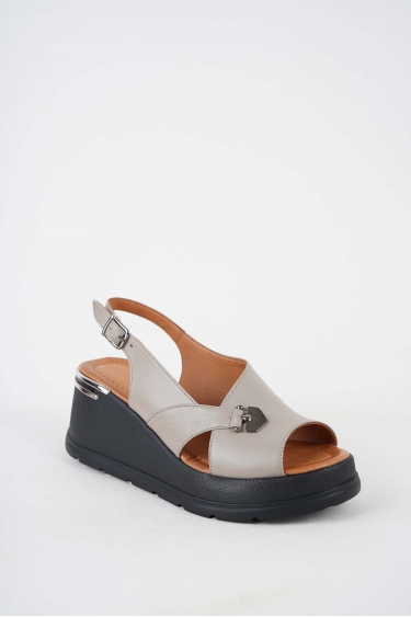 Hakiki Deri Vizon Kadın Dolgu Topuk Sandalet 251229506