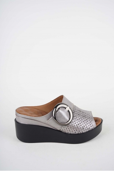 Hakiki Deri Vizon Saten Kadın Dolgu Topuk Terlik 251229603