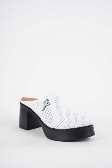 Hakiki Deri Beyaz Kadın Topuklu Sabo 251229702