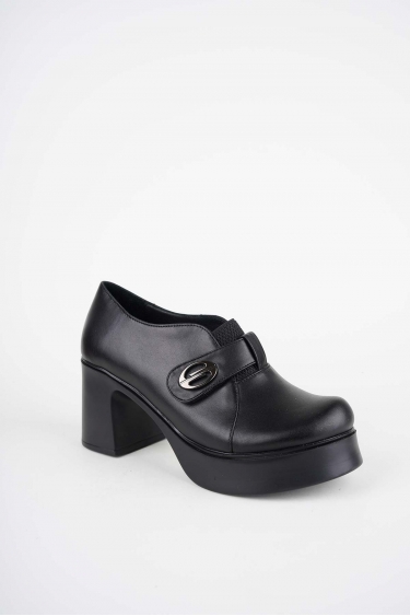 Hakiki Deri Siyah Kadın Topuklu Ayakkabı 252229101