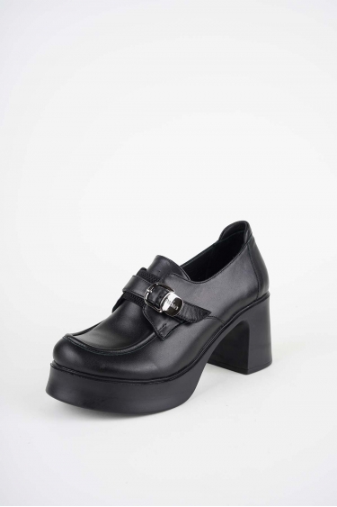 Hakiki Deri Siyah Kadın Topuklu Ayakkabı 252229102