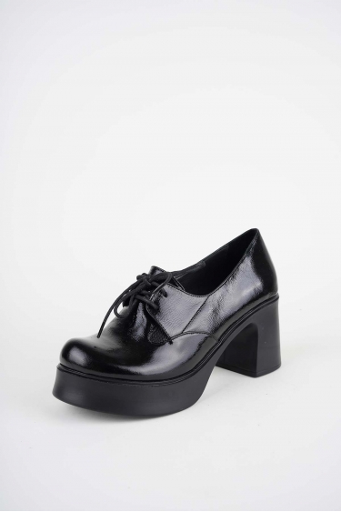 Hakiki Deri Siyah Rugan Kadın Topuklu Ayakkabı 252229103