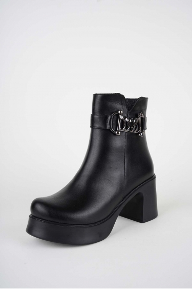 Hakiki Deri Siyah Kadın Topuklu Bot 252229202