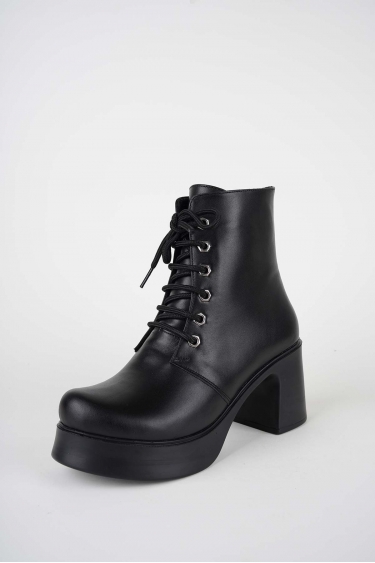 Hakiki Deri Siyah Kadın Topuklu Bot 252229203