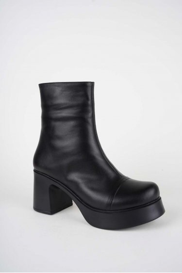 Hakiki Deri Siyah Kadın Topuklu Bot 252229204