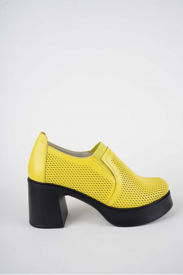 Hakiki Deri Sarı Kadın Topuklu Ayakkabı 261229101