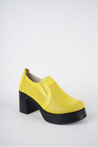 Hakiki Deri Sarı Kadın Topuklu Ayakkabı 261229101