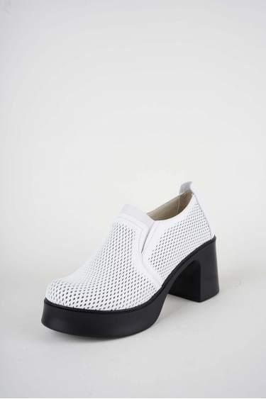 Hakiki Deri Beyaz Kadın Topuklu Ayakkabı 261229101