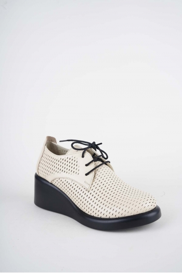 Hakiki Deri Bej Kadın Dolgu Topuklu Ayakkabı 261229102