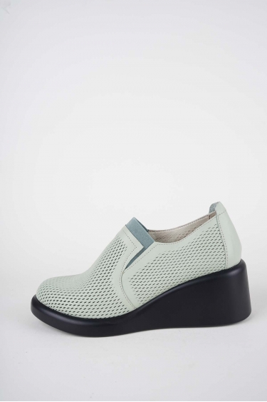 Hakiki Deri Su Yeşili Kadın Dolgu Topuklu Ayakkabı 261229103