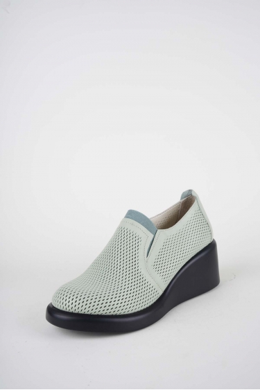 Hakiki Deri Su Yeşili Kadın Dolgu Topuklu Ayakkabı 261229103